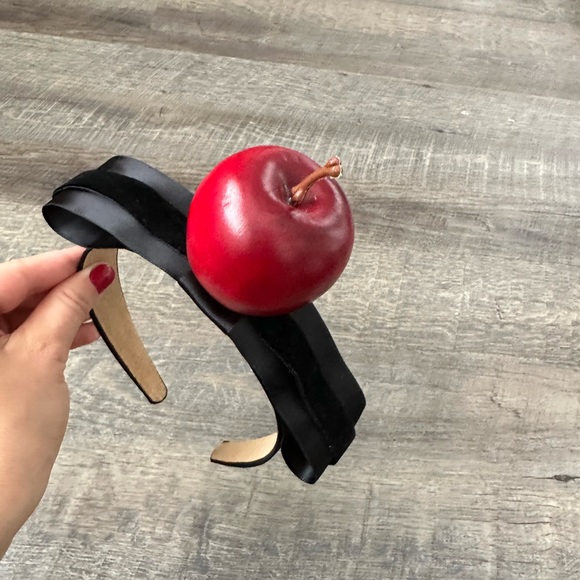 Handmade Designer Fascinator Headband Black Bow Red Apple main image 4